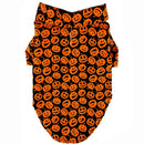 Dog sweater with Halloween pumpkin pattern on a black background