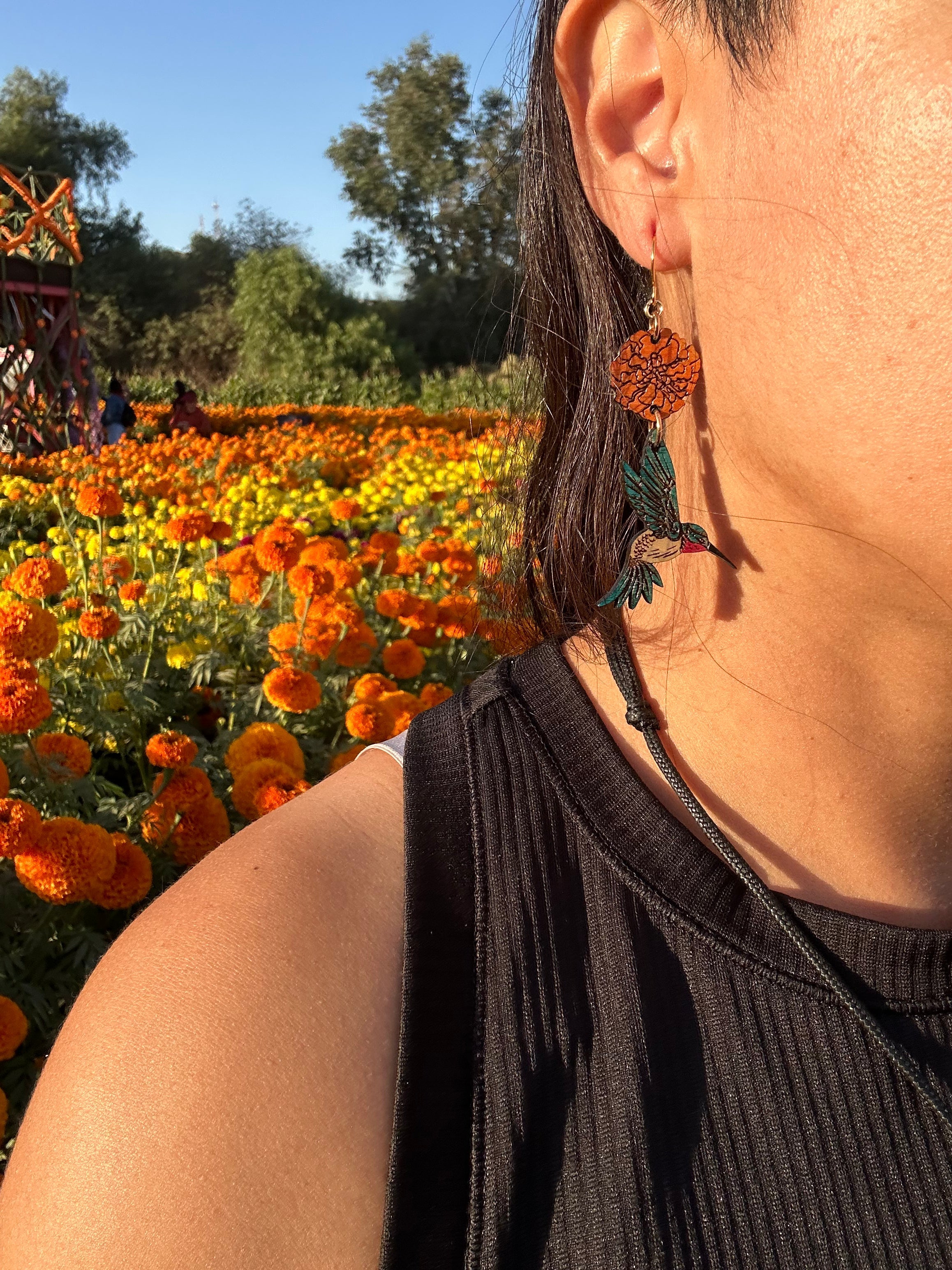 Marigold Hummingbird Earrings
