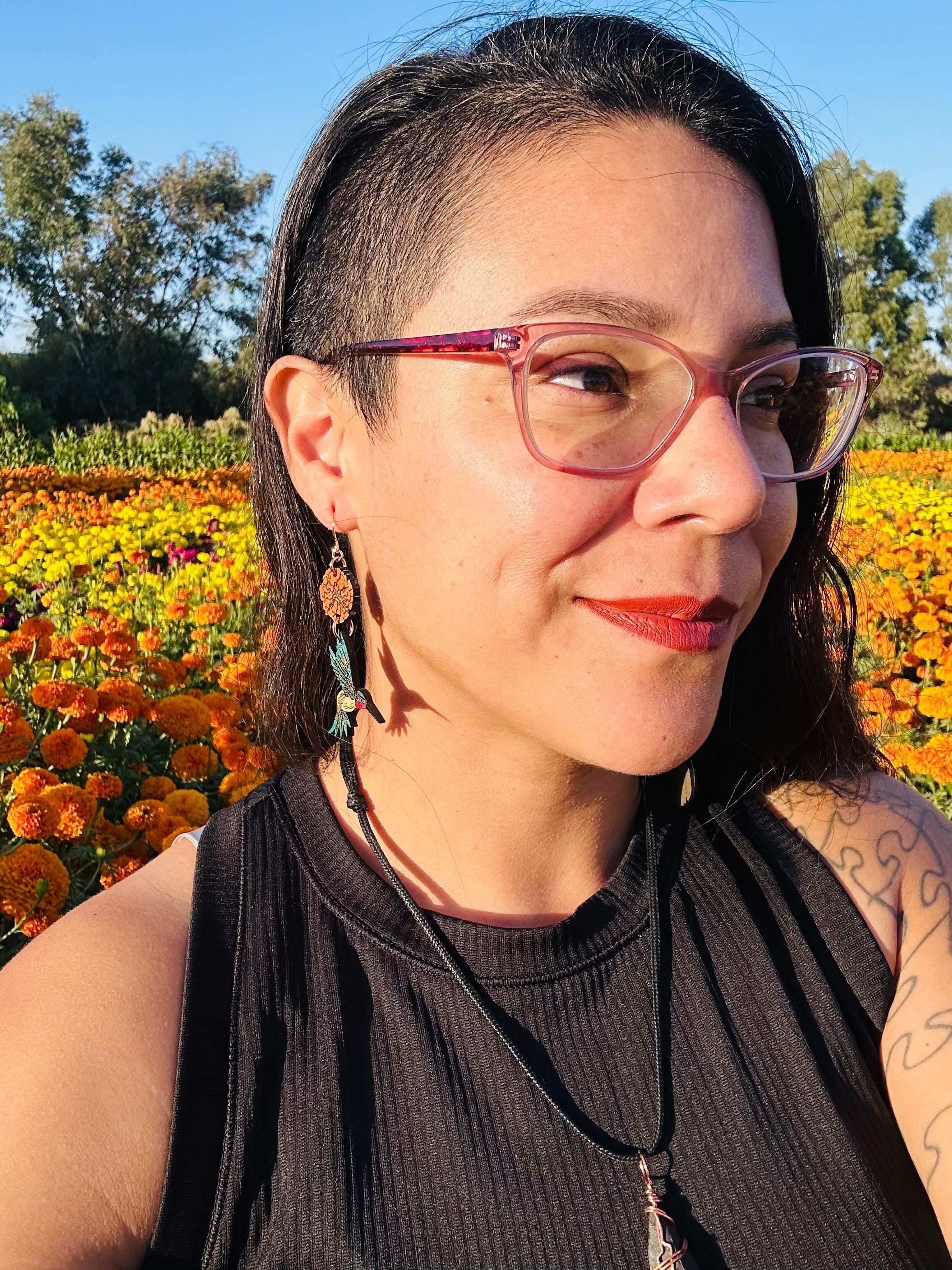 Marigold Hummingbird Earrings