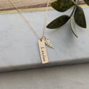 Personalized Angel Wing Memorial Bar Necklace