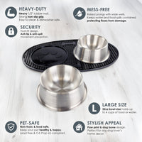 Stainless Steel Dog Bowls with Non-Slip Rubber Food Mat Set – 4 Cup | BREKX