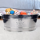 Stainless Steel Dog Toy Storage Bin – Large, Embossed Paw Print | BREKX