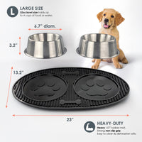 Stainless Steel Pet Bowls, Mat & Treat Canister Set | BREKX
