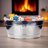 Pawprint Luxe Duo Stainless Steel Dog Toy Storage Bin Set of 2 (Large & Medium) | BREKX