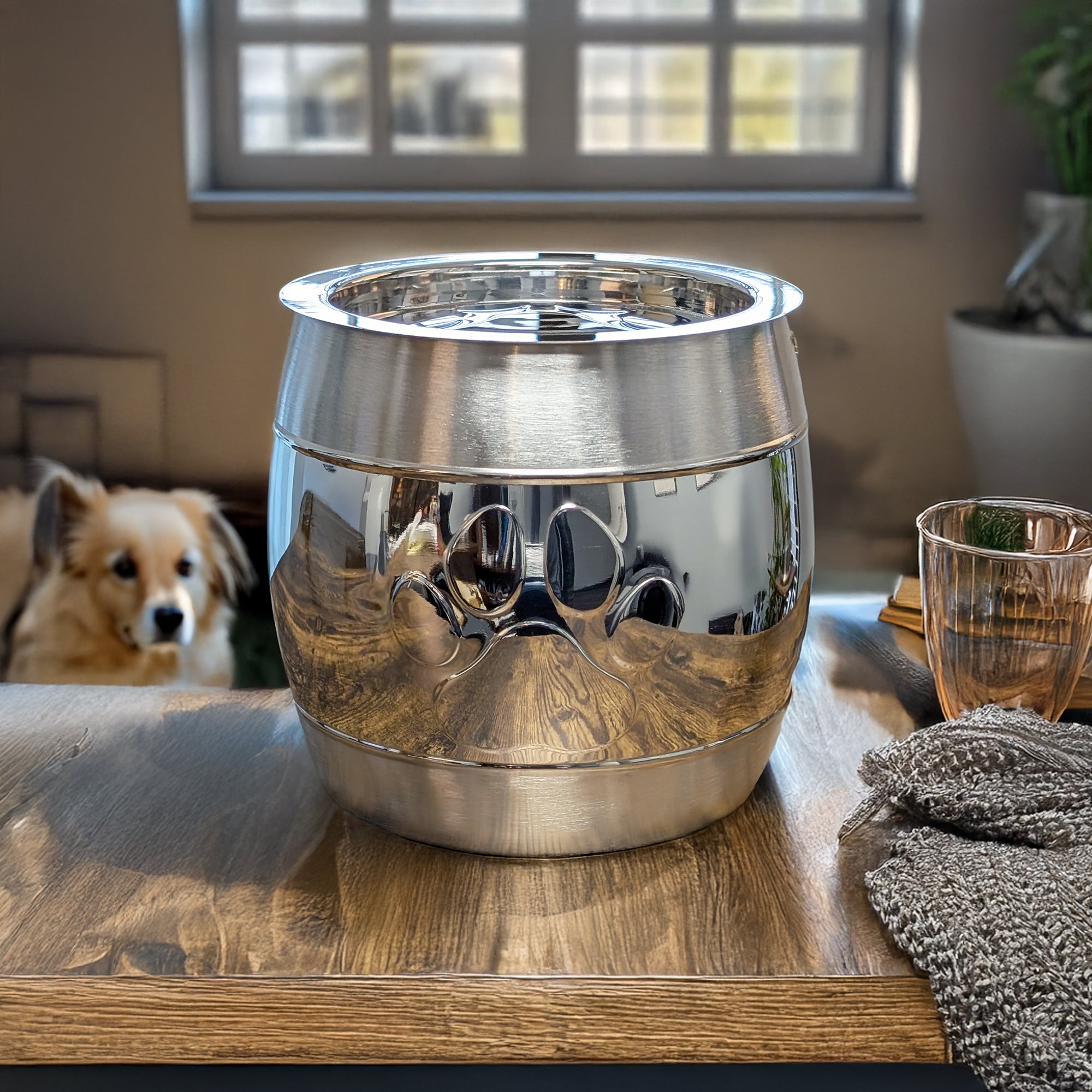Ultimate Pet Parent Gift Set - Premium Air Tight Treat Canister + Dog Bowls with No Slip Mat + Set of 3 Dog Toys + Large Steel Dog Toy Bin | BREKX