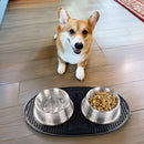Stainless Steel Dog Bowls with Non-Slip Rubber Food Mat Set – 4 Cup | BREKX