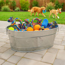 Stainless Steel Dog Toy Storage Bin – Large, Embossed Paw Print | BREKX