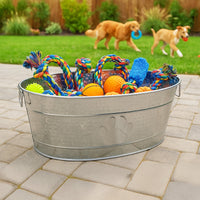Stainless Steel Dog Toy Storage Bin – Large, Embossed Paw Print | BREKX