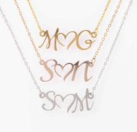 Custom Name or Initials Heart Necklace in Gold, Rose Gold or Silver