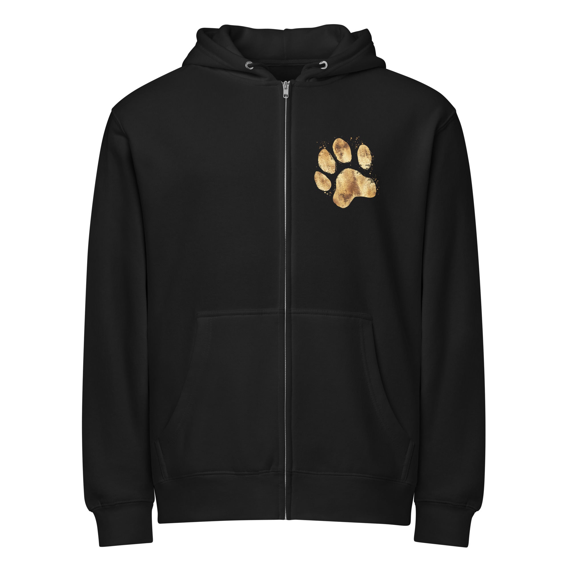 Gold Paw Print Zip-up Unisex Hoodie