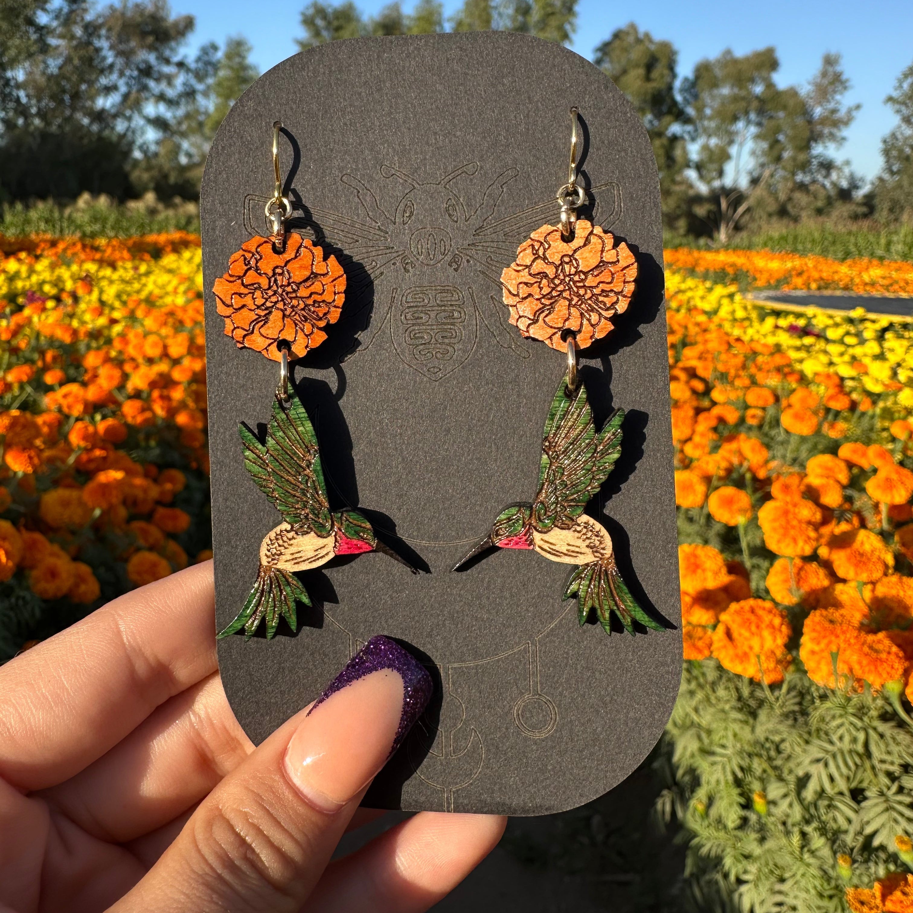 Marigold Hummingbird Earrings
