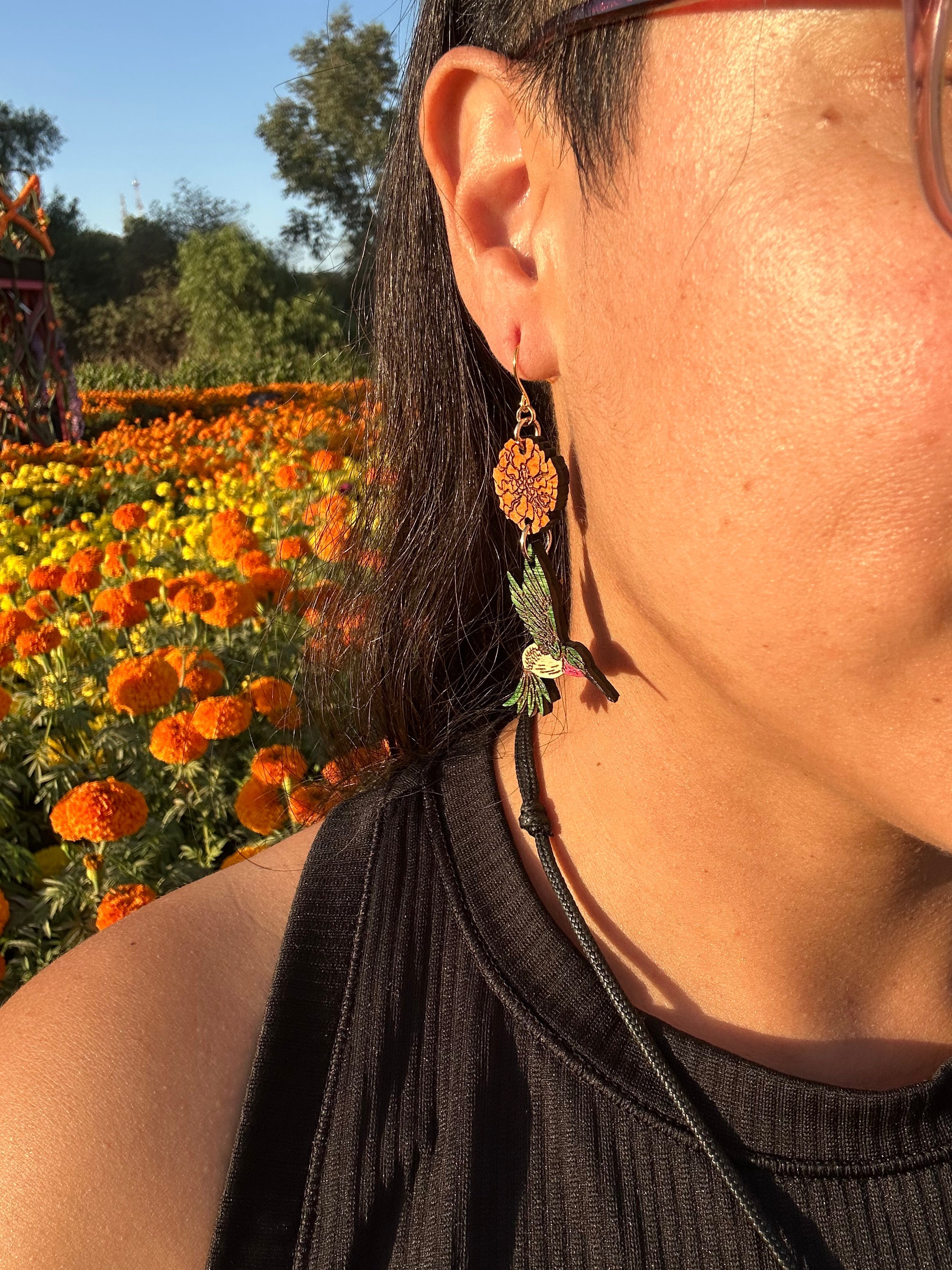 Marigold Hummingbird Earrings