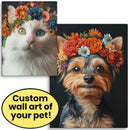 Personalized Pet Wall Art on Canvas - Romantic Floral Style