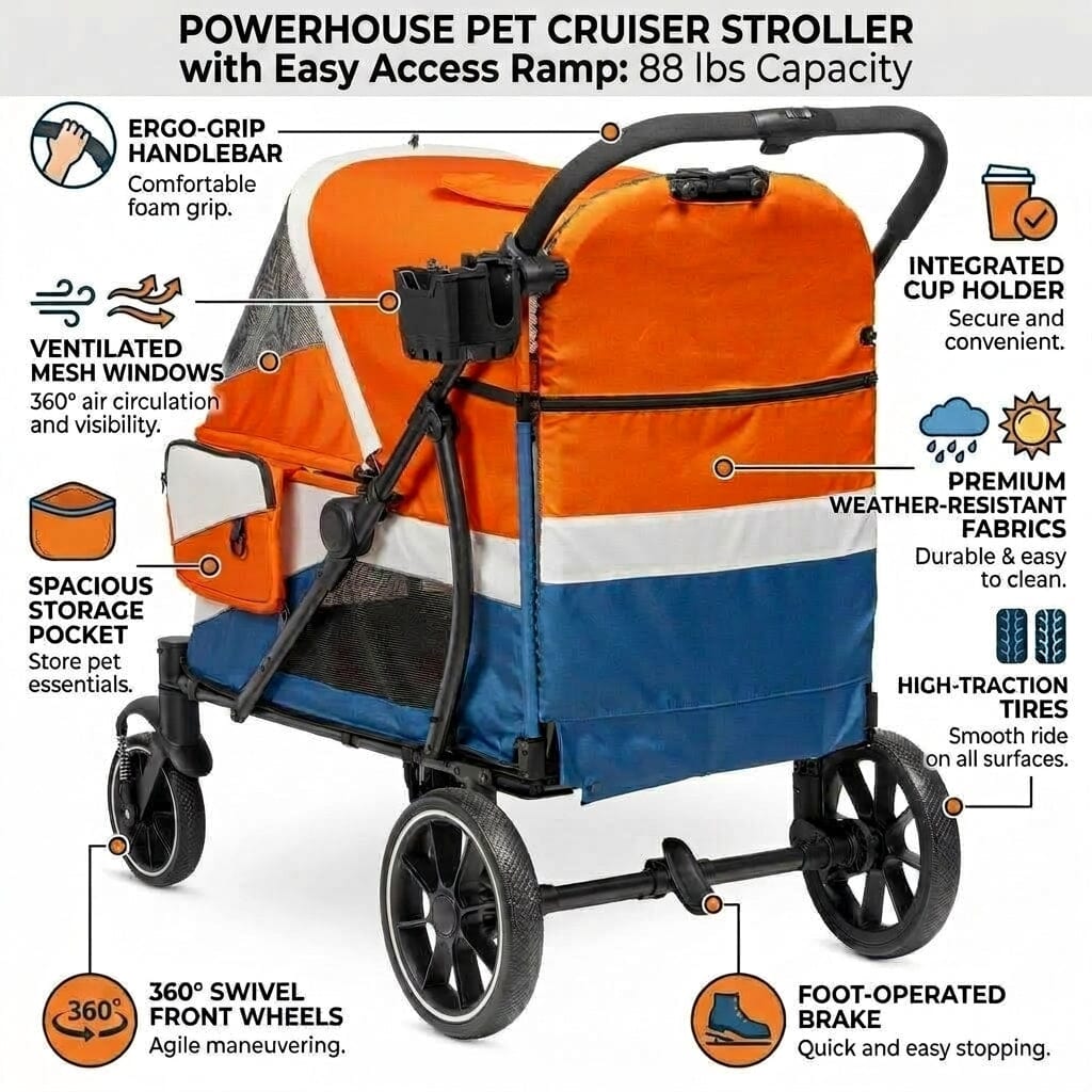 Powerhouse Pet Cruiser Stroller with Ramp