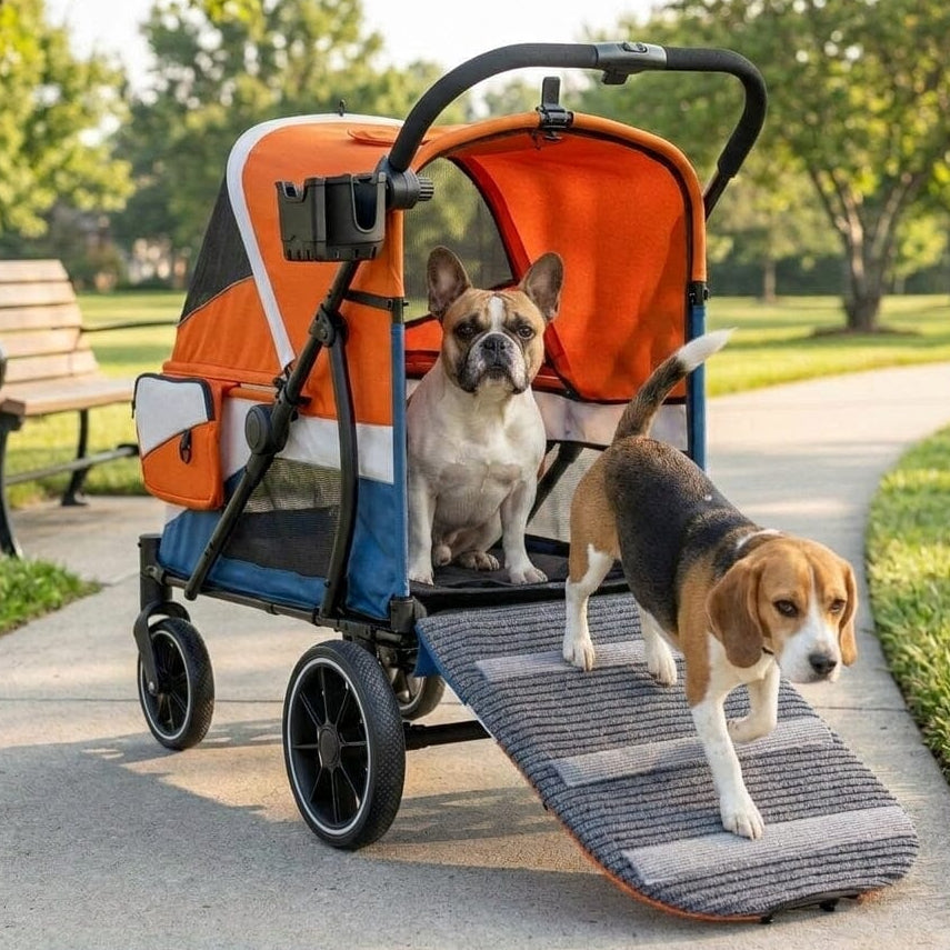 Pet Stroller w/Ramp for Large Dogs/Multiple Pets