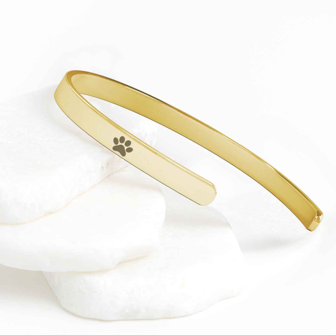 Paw Print Cuff Bracelet in Gold, Rose Gold & Silver
