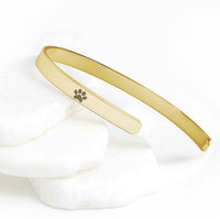 Dog Lover Cuff Bracelet Paw Print Gold