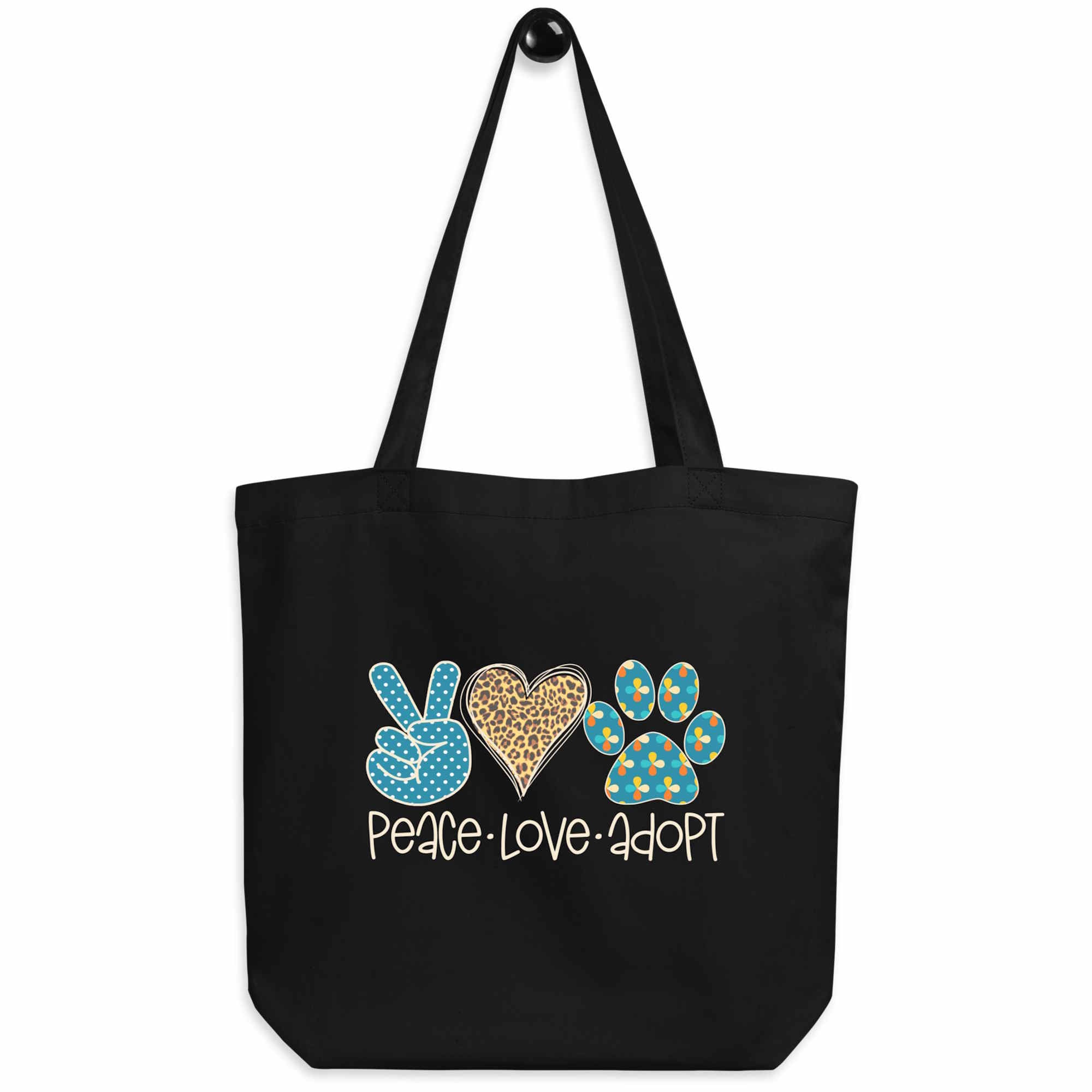 Peace, Love, Adopt Eco-friendly Tote Bag