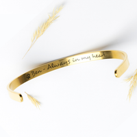 personalized Pet Memorial cuff Bracelet gold custom name Always in my heart text with paw print