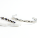 personalized Pet Memorial cuff Bracelet silver custom name Always in my heart text with paw print