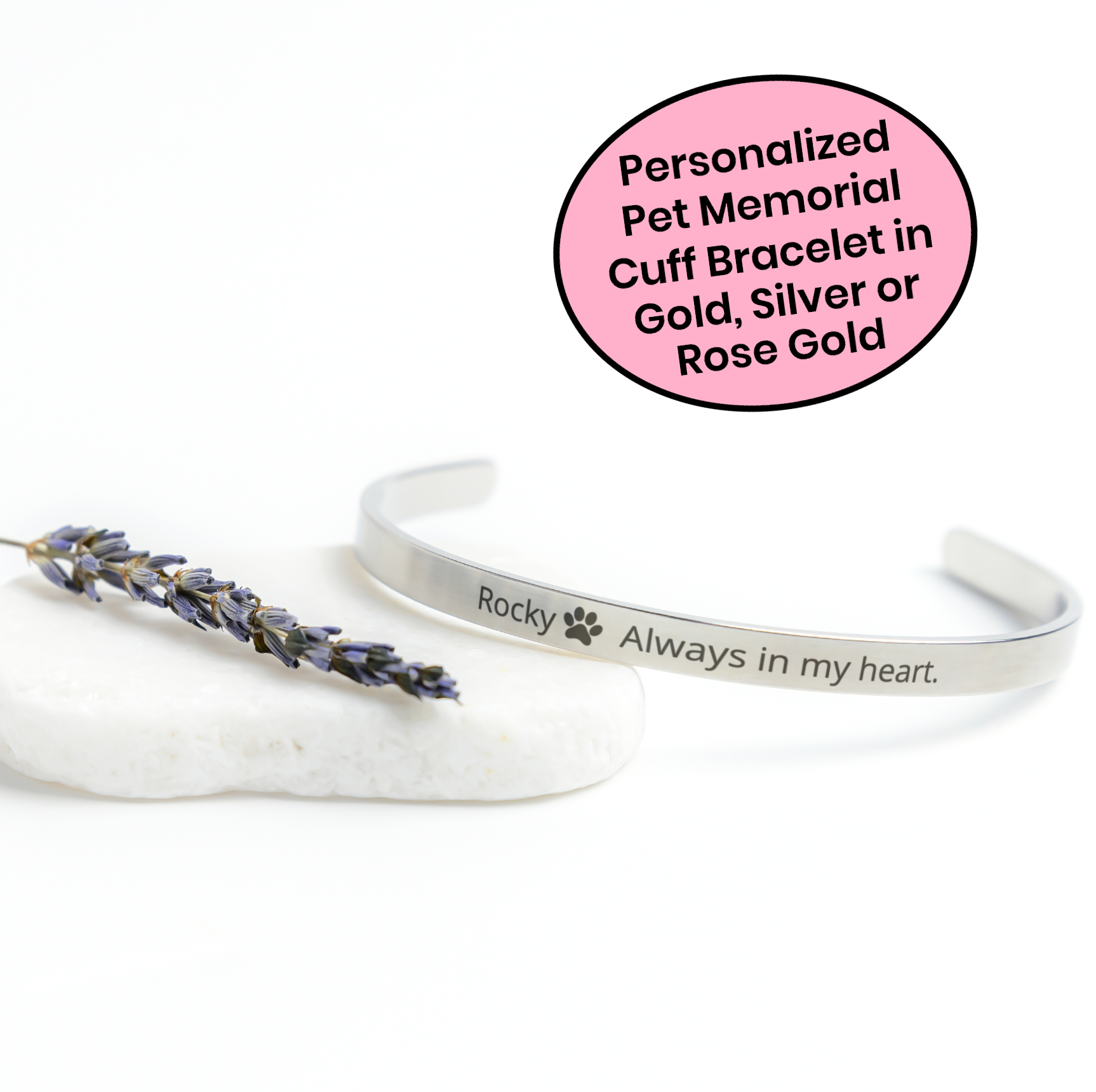 Pet Memorial Bracelet in Gold, Rose Gold & Silver