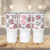 Pink Paws & Red Hearts Travel Mug