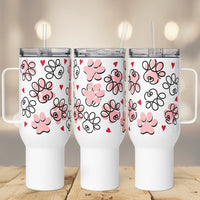 Pink Paws & Red Hearts Travel Mug