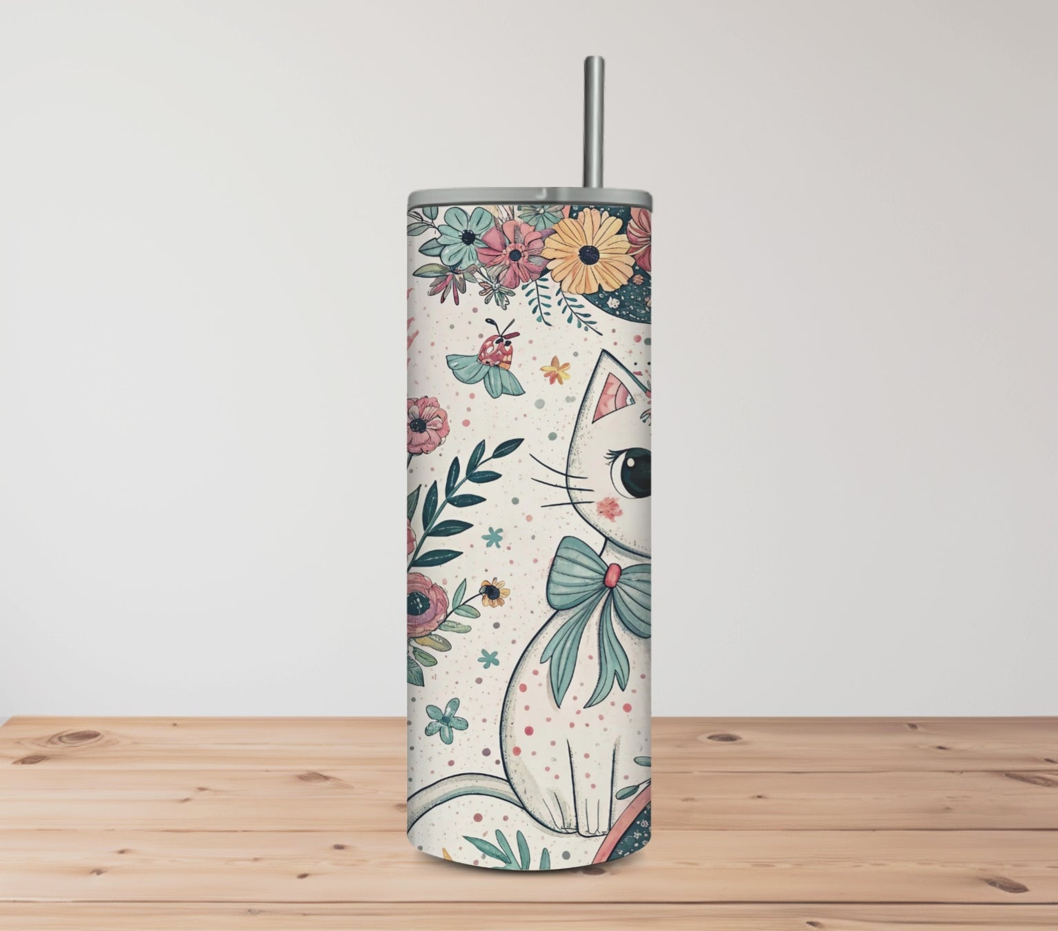 Cats, Flowers & Moon Tumbler