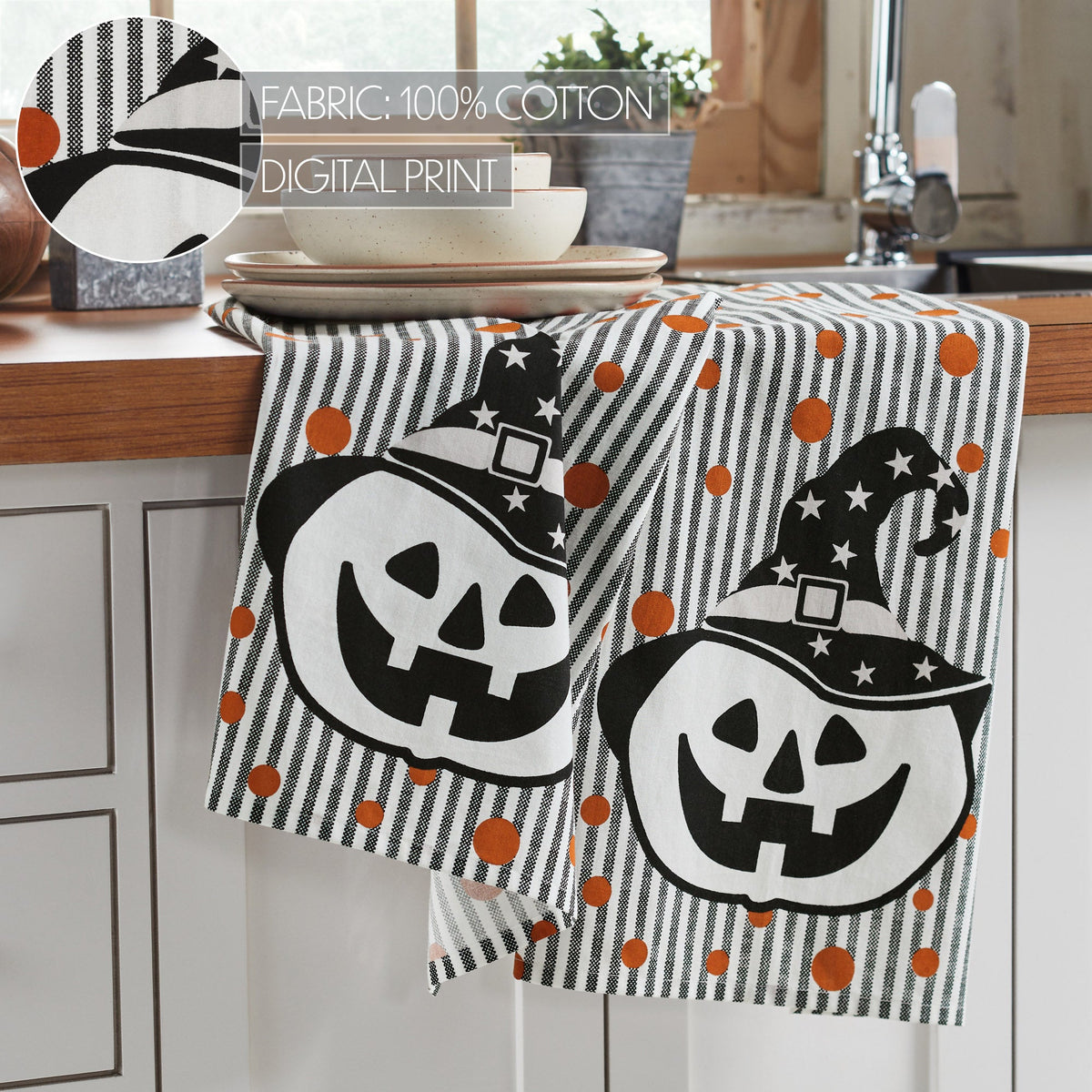 Jack-o'-Lantern Halloween Kitchen Towels – Set of 2