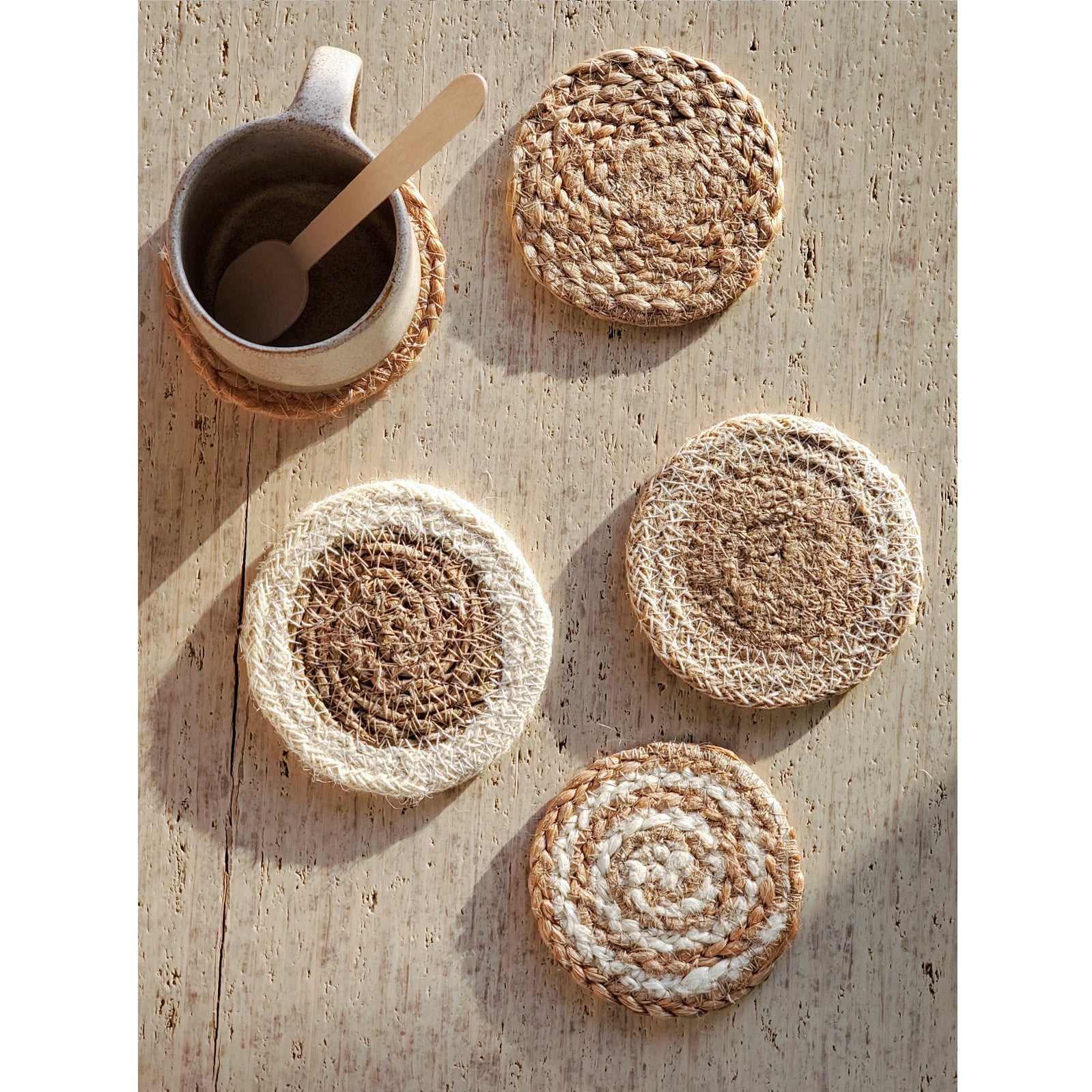 Hand-made Coaster Set in Green Gift Bag
