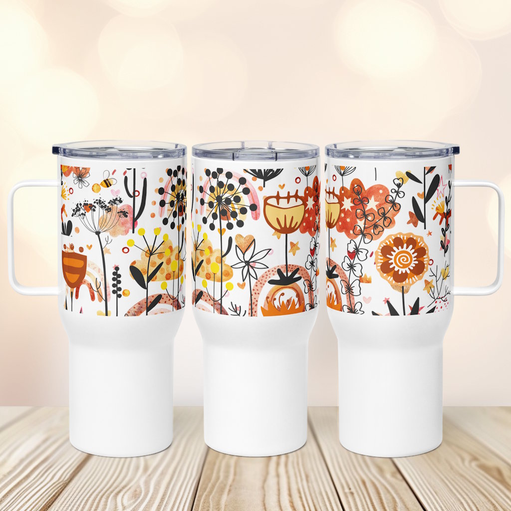 Retro Floral Travel Mug