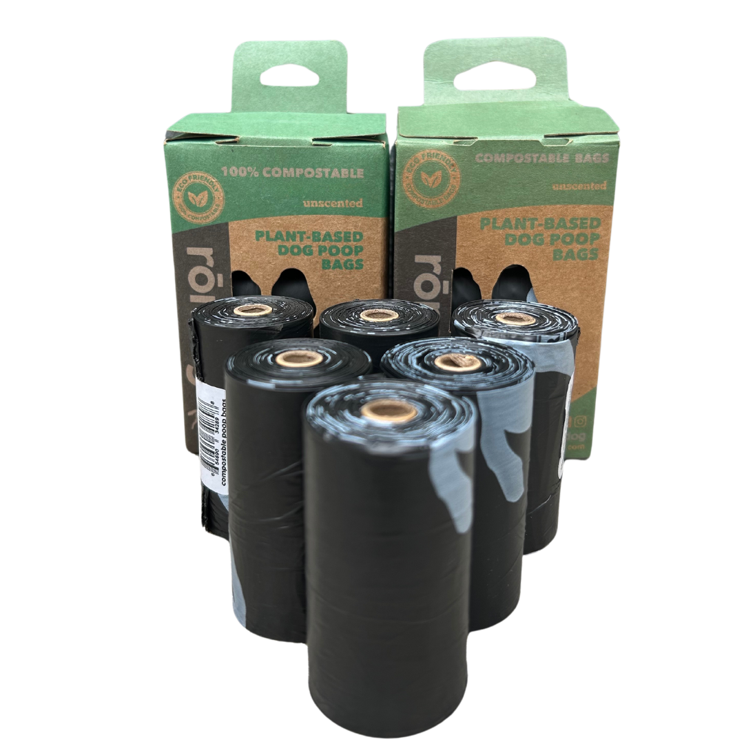 compostable plant-based dog poop bags by rōmng