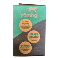compostable plant-based dog poop bags + bamboo dispenser by rōmng