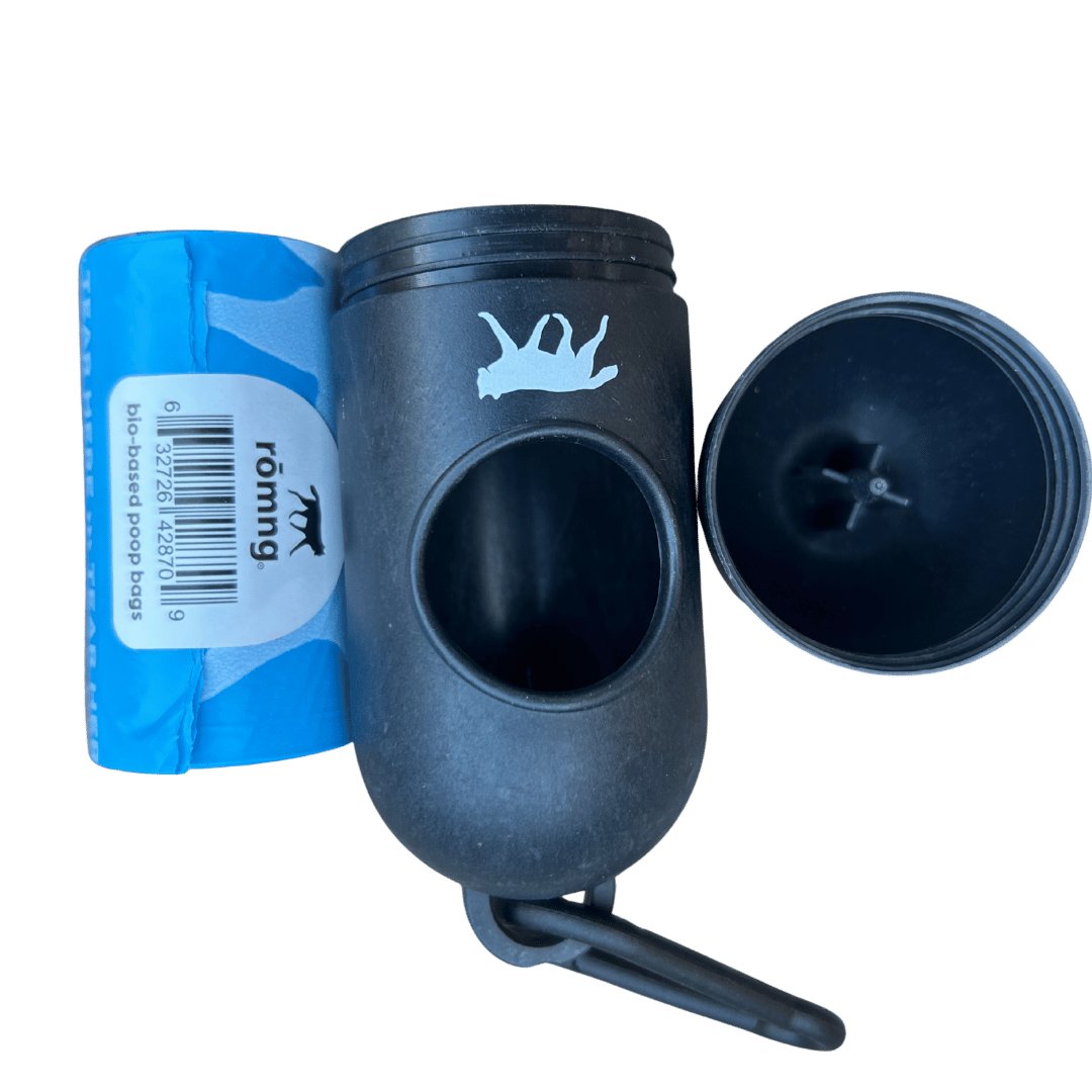 bio-based dog poop bags + bamboo dispenser by rōmng