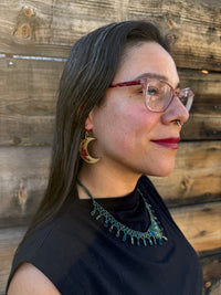 Crescent Moon Flowers Earrings