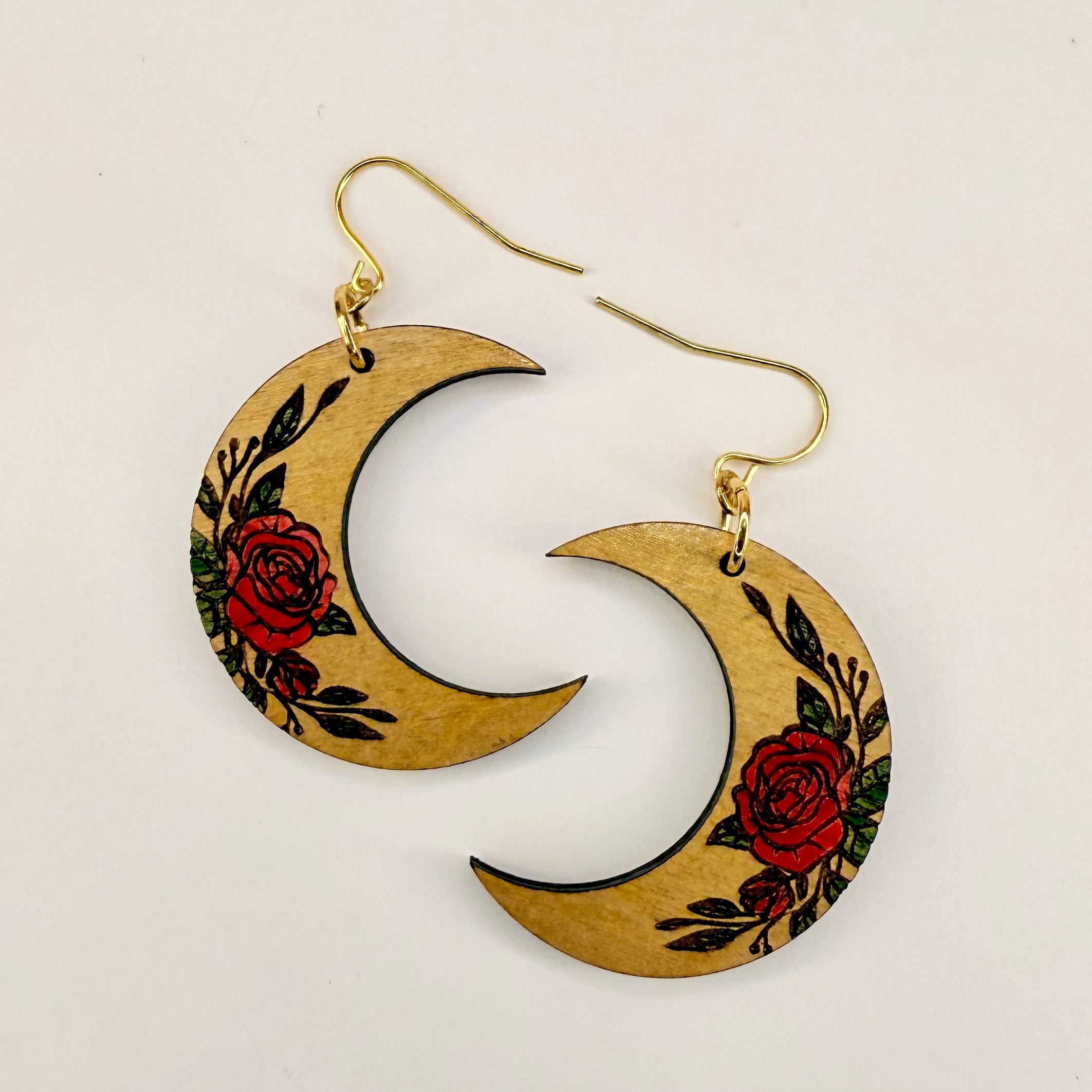 Crescent Moon Flowers Earrings