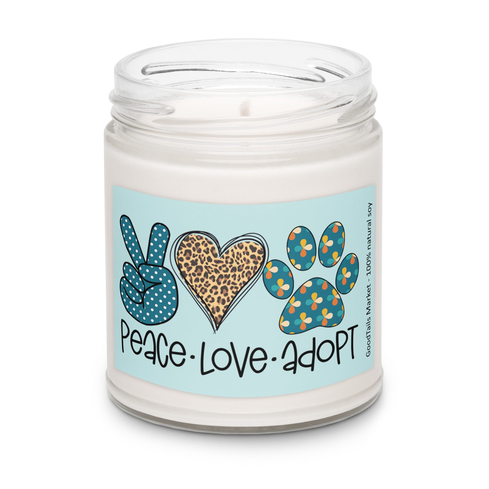 Peace, Love, Adopt Candle