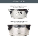 Pawprint Luxe Duo Stainless Steel Dog Toy Storage Bin Set of 2 (Large & Medium) | BREKX