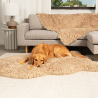 PupRug® Luxe Faux Fur Orthopedic Dog Bed: Plush Sheep Tan