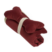 Sherpa & Cotton Dog Blanket and Squeakly Bone Toy Set: Tomato