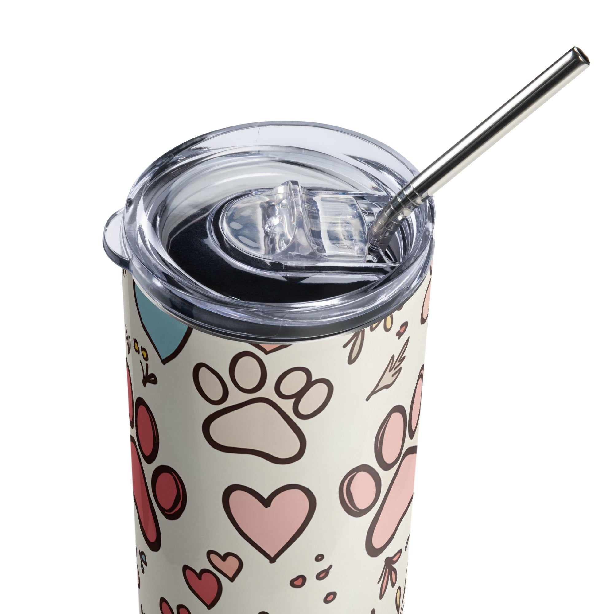 Paw Prints, Flowers & Hearts Tumbler