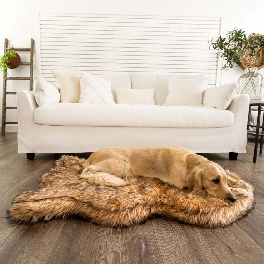 PupRug by Paw.com® Faux Fur Orthopedic Dog Bed: Curve Sable Tan