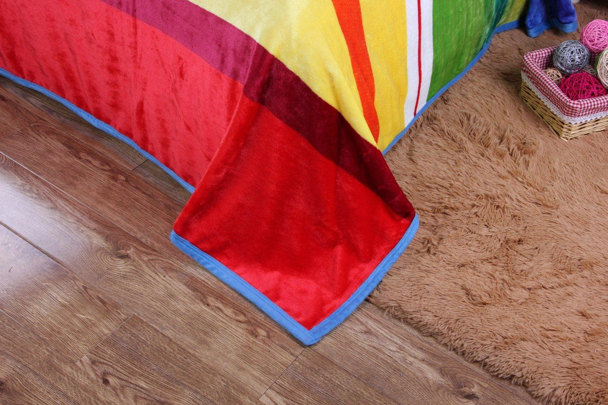 Rainbow Stripes Soft Plush Fleece Blanket