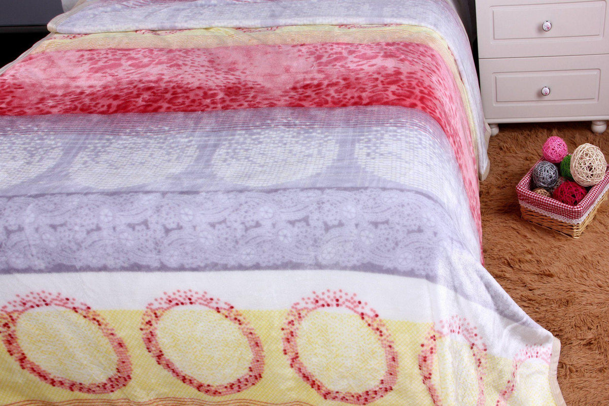 Sunny Yellow &  Lavender Plush Fleece Blanket
