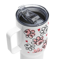 Pink Paws & Red Hearts Travel Mug
