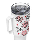 Pink Paws & Red Hearts Travel Mug