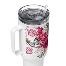 Dog Mama Red Roses & Butterflies Travel Mug