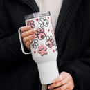 Pink Paws & Red Hearts Travel Mug