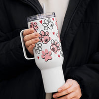 Pink Paws & Red Hearts Travel Mug