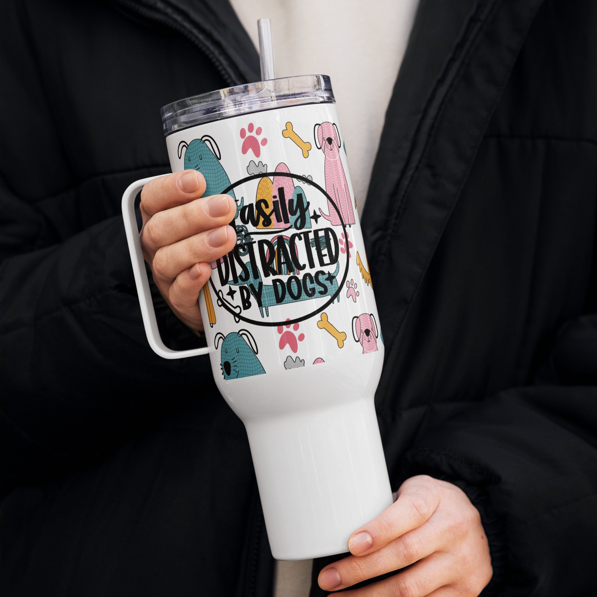 Easily Distracted by Dogs Travel Mug
